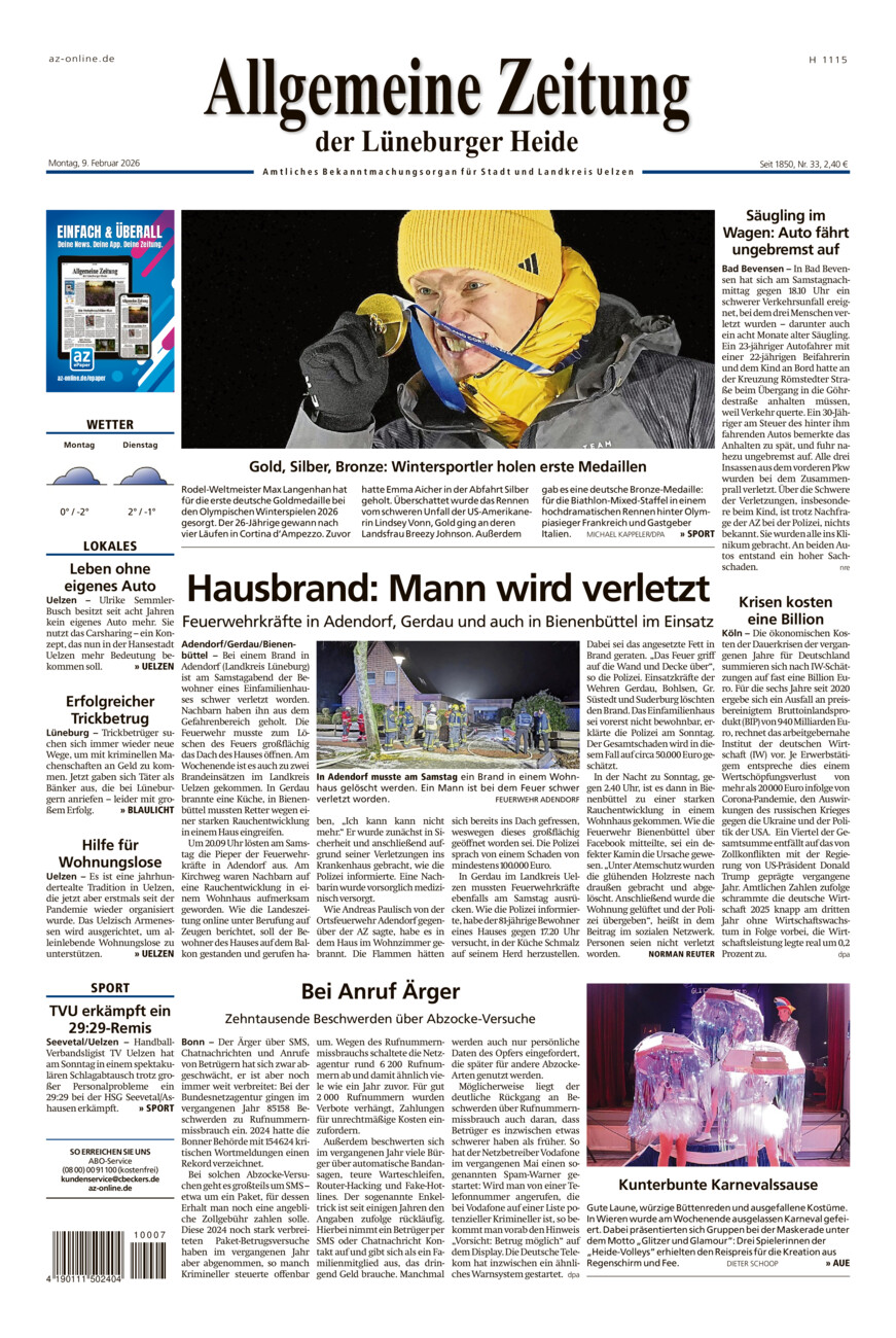 Allgemeine Zeitung vom Montag, 09.02.2026
