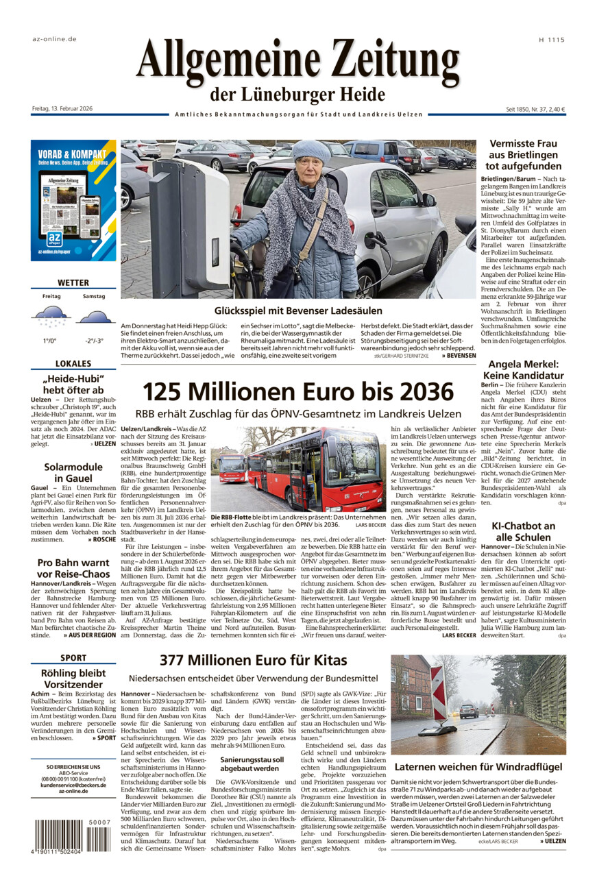 Allgemeine Zeitung vom Freitag, 13.02.2026