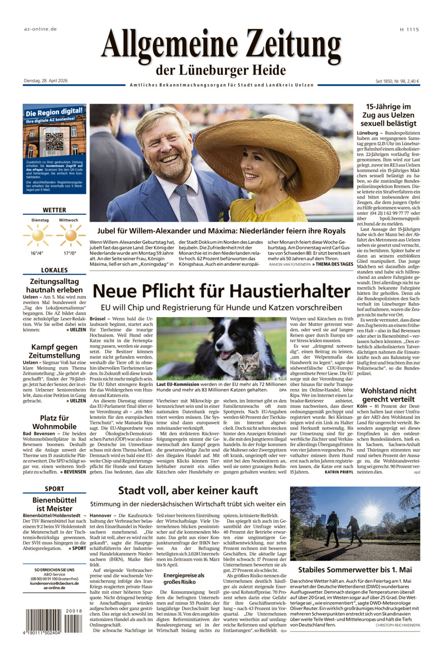 Allgemeine Zeitung vom Dienstag, 28.04.2026
