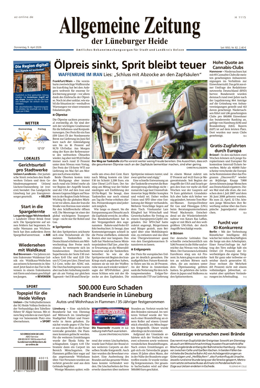 Allgemeine Zeitung vom Donnerstag, 09.04.2026