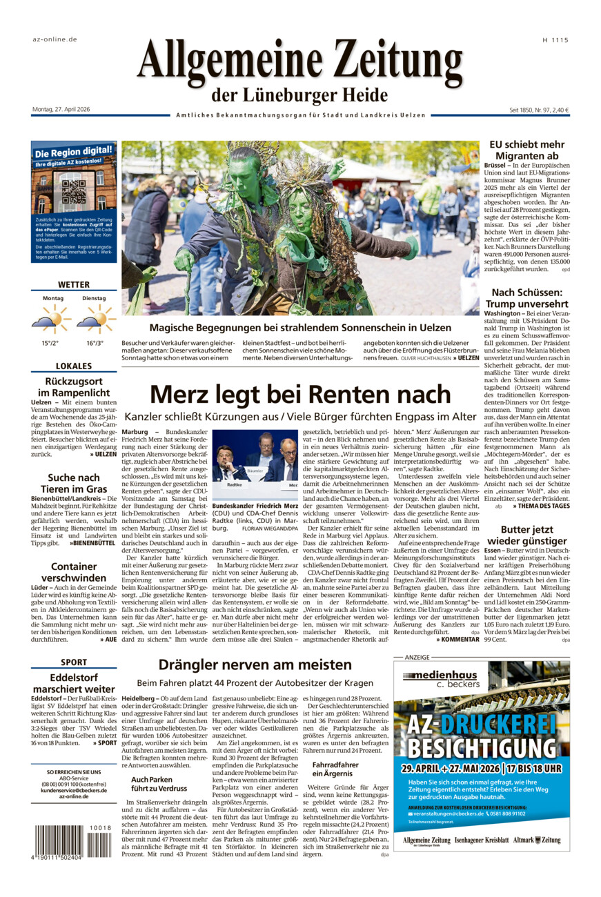Allgemeine Zeitung vom Montag, 27.04.2026