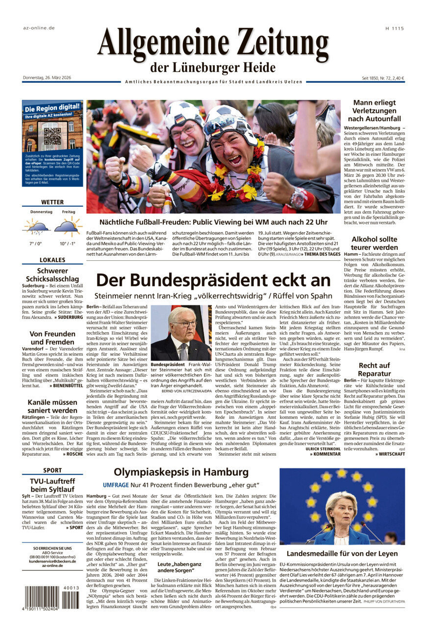 Allgemeine Zeitung vom Donnerstag, 26.03.2026